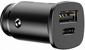Автомобильное зарядное устройство Baseus Square Metal PPS USB-A USB-C 30W (CCALL-BS0S) (BS-C16C) - черный 