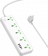 Удлинитель Hoco AC13A 5 розеток 3 USB 1 Type-C 2500w 1.5м - белый 