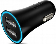 Автомобильное зарядное устройство HOCO UC204 2.4A 2 USB Led Smart Light Car Charger - черный 