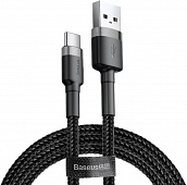 Кабель Baseus Cafule, USB - Type-C, 3A, 1м. CATKLF-BG1 - серый, черный 